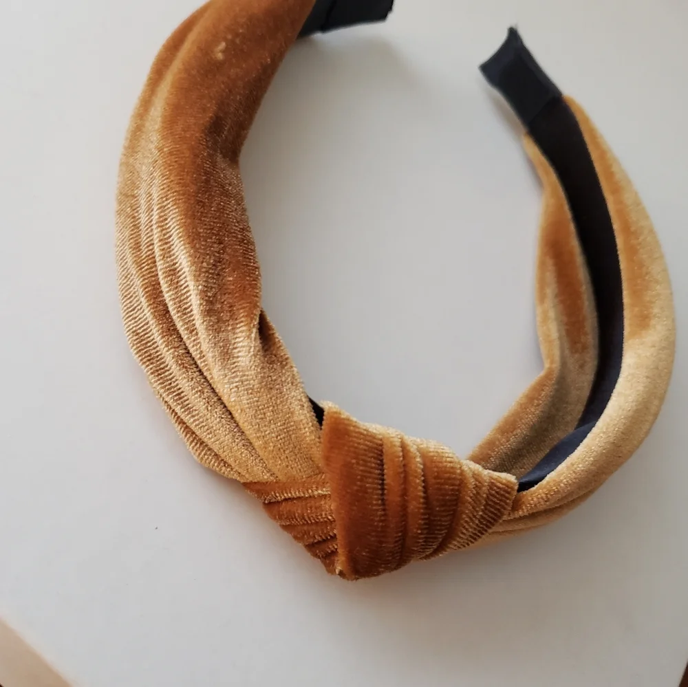 Coffee Latte Velvet Knot Turban Twist Headband